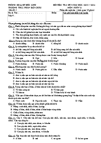 Đề kiểm tra học kì 1 môn Khoa học tự nhiên Lớp 6 - Năm học 2022-2023 - Trường THCS Phan Bội Châu (Có đáp án)