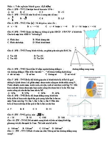 Đề thi học kì 1 môn Toán Lớp 7 (Có đáp án)