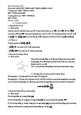 Chuyên đề Bồi dưỡng học sinh giỏi Toán 11 - Quan hệ vuông góc trong không gian - Trường THPT Thăng Long