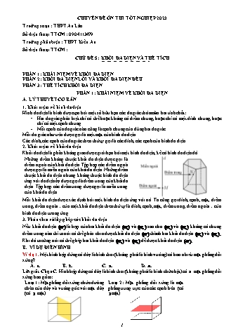 Chuyên đề Bồi dưỡng học sinh giỏi Toán 12 - Chủ đề 5: Khối đa diện và thể tích - Trường THPT An Lão