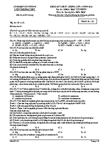 Đề khảo sát chất lượng Hóa học 12 - Mã đề 132 - Sở GD&ĐT Hải Phòng (Có đáp án + Ma trận)