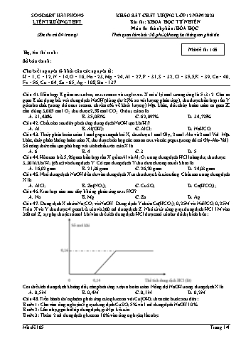 Đề khảo sát chất lượng Hóa học 12 - Mã đề 165 - Sở GD&ĐT Hải Phòng (Có đáp án + Ma trận)