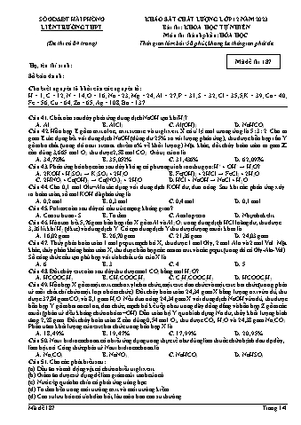 Đề khảo sát chất lượng Hóa học 12 - Mã đề 187 - Sở GD&ĐT Hải Phòng (Có đáp án + Ma trận)