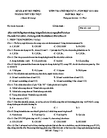 Đề kiểm tra cuối học kì II Hóa học 11 - Mã đề 104 - Năm học 2022-2023 - Trường THPT Kiến Thụy (Có đáp án + Ma trận)