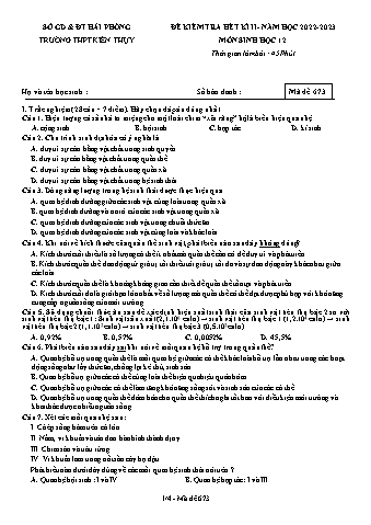 Đề kiểm tra cuối học kì II Sinh học 12 - Mã đề 673 - Năm học 2022-2023 - Trường THPT Kiến Thụy (Có đáp án + Ma trận)