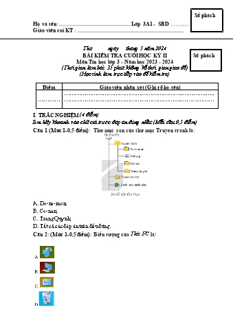 Đề kiểm tra cuối học kì II Tin học 3 - Năm học 2023-2024 - Trường TH&THCS Việt-Anh (Có đáp án + Ma trận)