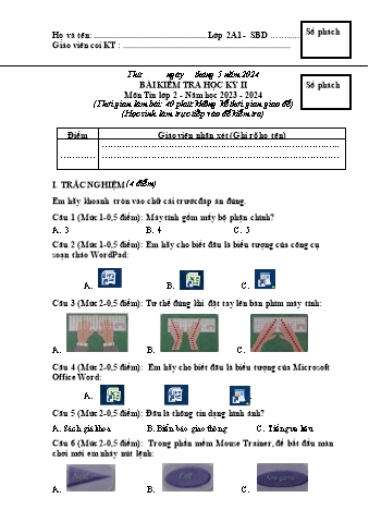 Đề kiểm tra học kì II Tin học 2 - Năm học 2023-2024 - Trường TH&THCS Việt-Anh (Có đáp án + Ma trận)