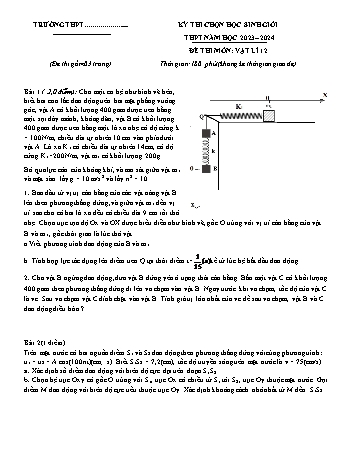 Đề thi HSG Vật lí 12 - Năm học 2023-2024 (Có đáp án)