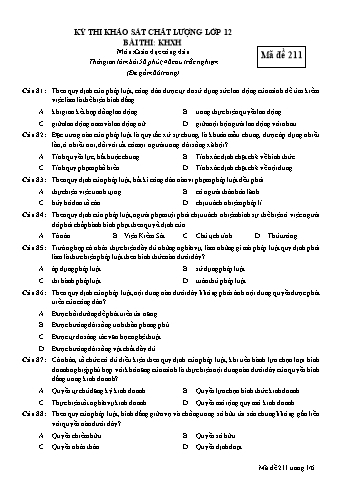 Đề thi khảo sát chất lượng GDCD 12 - Mã đề 211 (Có đáp án)