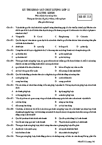 Đề thi khảo sát chất lượng GDCD 12 - Mã đề 213 (Có đáp án)