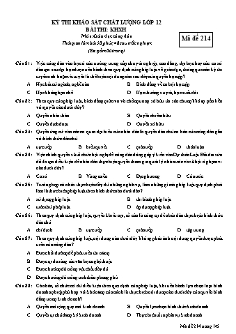 Đề thi khảo sát chất lượng GDCD 12 - Mã đề 214 (Có đáp án)