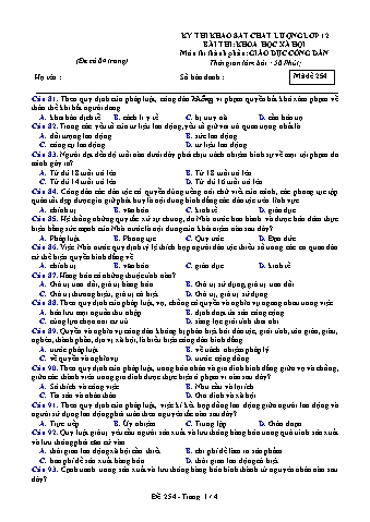 Đề thi khảo sát chất lượng GDCD 12 - Mã đề 254 (Có đáp án)