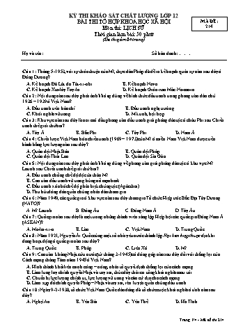 Đề thi khảo sát chất lượng Lịch sử 12 - Mã đề 214 (Có đáp án)