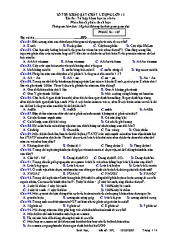 Đề thi khảo sát chất lượng Sinh học 12 - Mã đề 107 - Năm học 2023-2024 (Có đáp án)