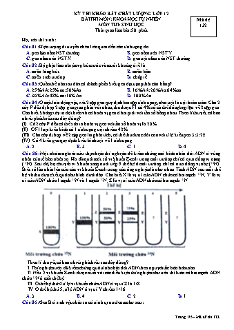 Đề thi khảo sát chất lượng Sinh học 12 - Mã đề 132 (Có đáp án + Ma trận)