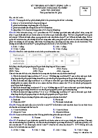Đề thi khảo sát chất lượng Sinh học 12 - Mã đề 176 (Có đáp án + Ma trận)