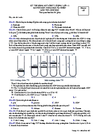 Đề thi khảo sát chất lượng Sinh học 12 - Mã đề 187 (Có đáp án + Ma trận)
