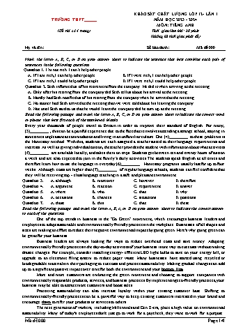 Đề thi khảo sát chất lượng Tiếng Anh 12 - Mã đề 000 - Năm học 2023-2024 (Có đáp án)