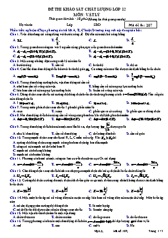 Đề thi khảo sát chất lượng Vật lí 12 - Mã đề 107 (Có đáp án)
