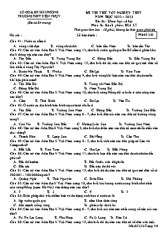 Đề thi thử tốt nghiệp THPT Địa lí 12 - Mã đề 232 - Năm học 2022-2023 - Trường THPT Kiến Thụy (Có đáp án + Ma trận)