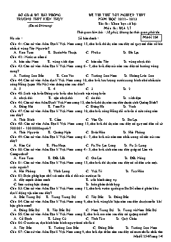 Đề thi thử tốt nghiệp THPT Địa lí 12 - Mã đề 254 - Năm học 2022-2023 - Trường THPT Kiến Thụy (Có đáp án + Ma trận)